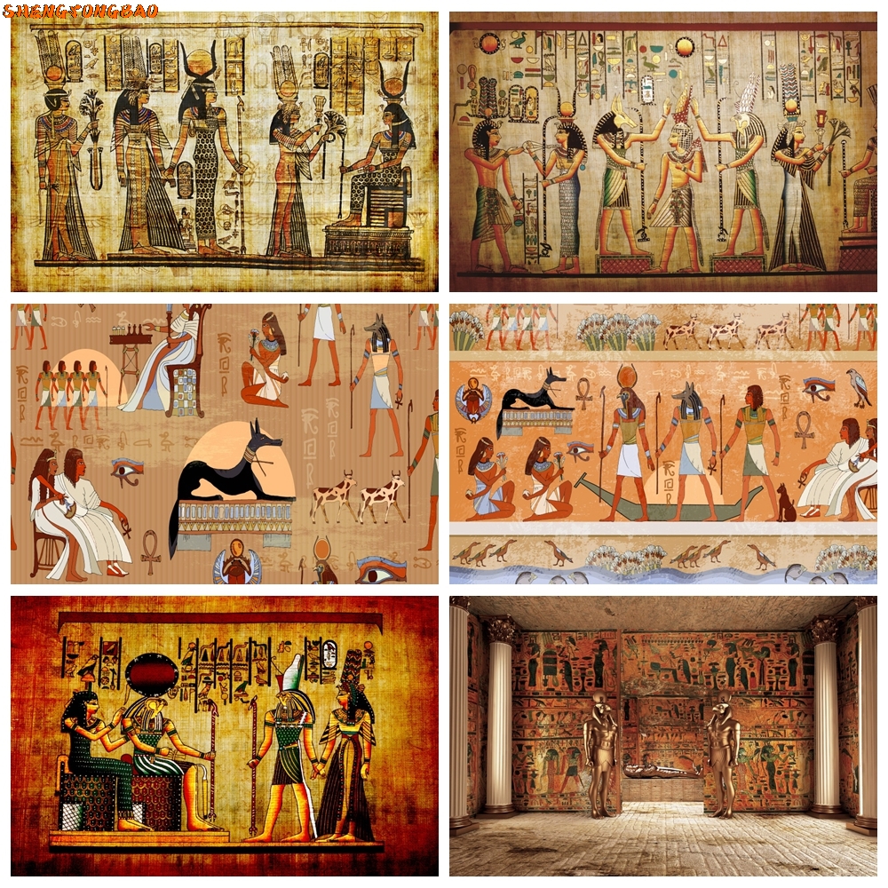 Photography Backdrop Muslin - Ancient Egypt Fresco Pattern Backdrop Vintage