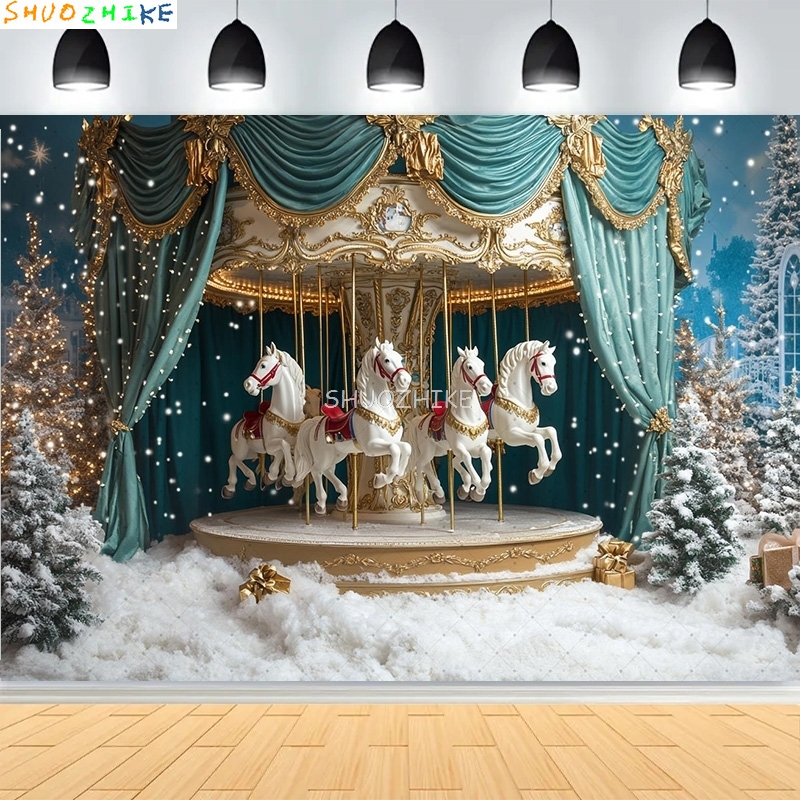 Photography Backdrop Muslin - Christmas Day Wreath Family New Year