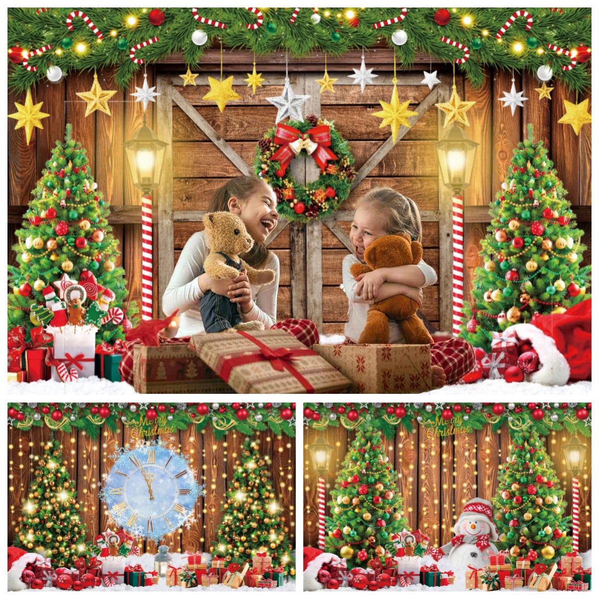 Photography Backdrop Muslin - Winter Christmas Photography Backdrop Wooden Board