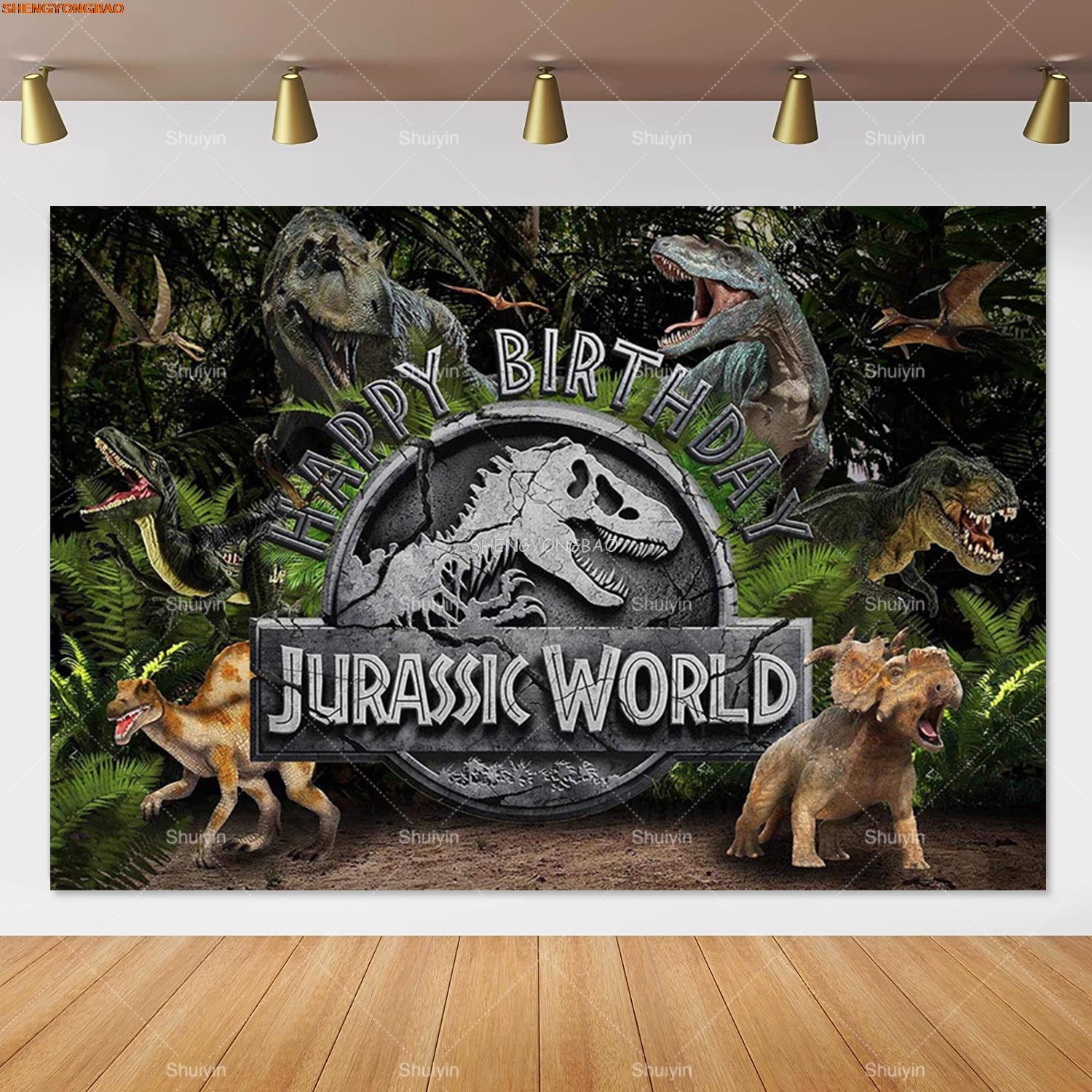Photography Backdrop Muslin - Tropical Jungle Dinosaur Birthday Background Jurassic