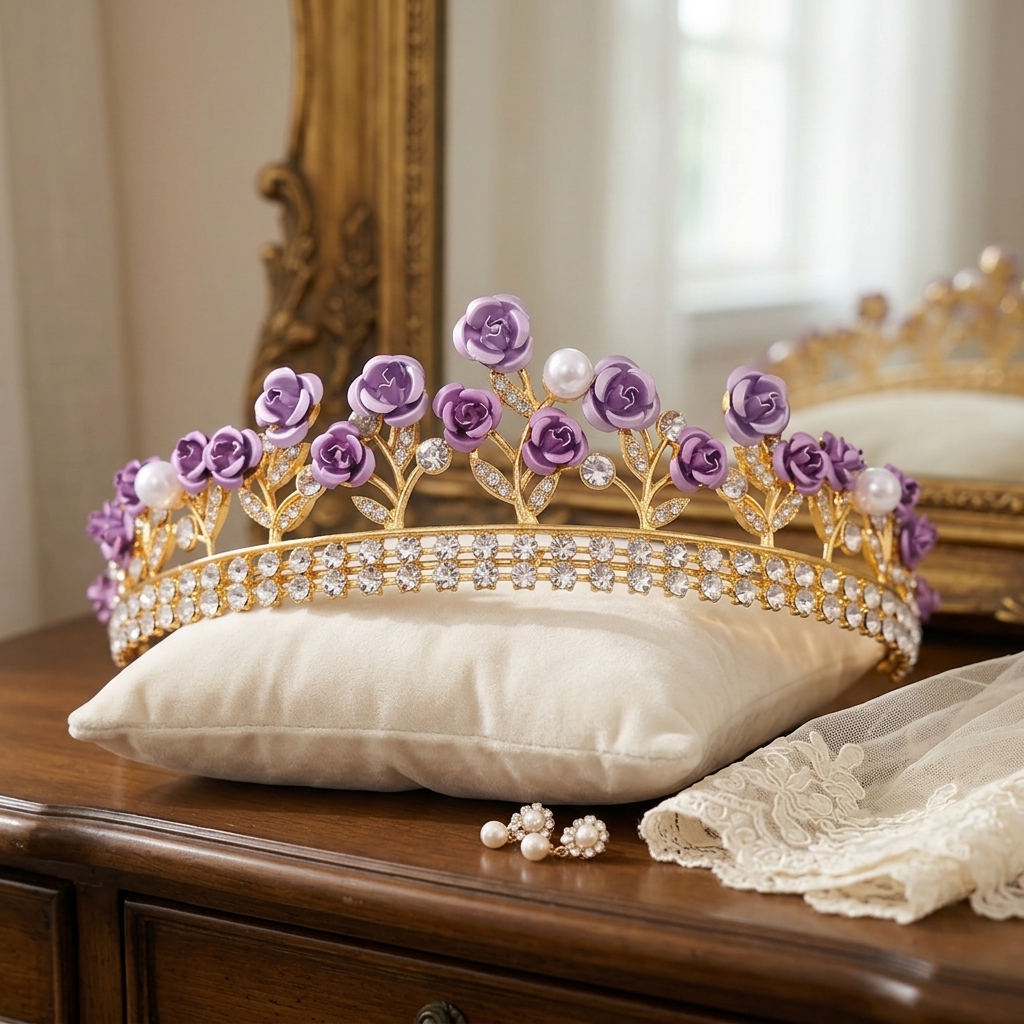 Photography Is - Baroque Ceramic Bridal Crown Rhinestone Hairpiece