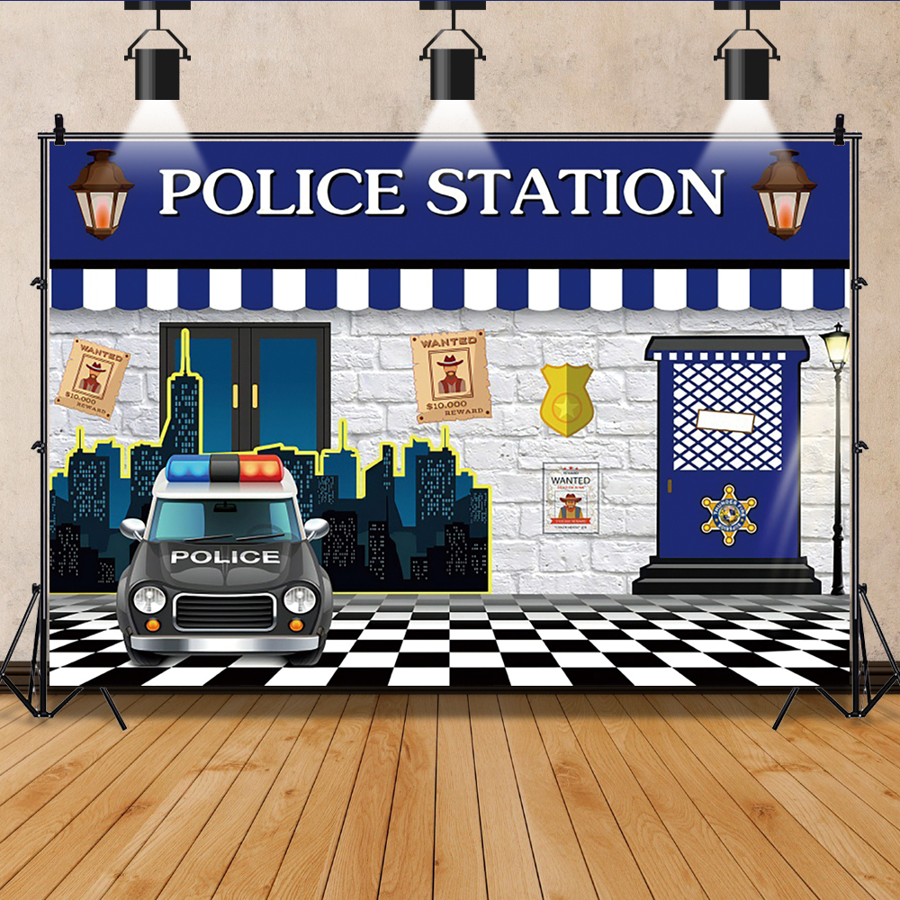 Photography Backdrop Muslin - Police Themed Photography Background Policeman Police