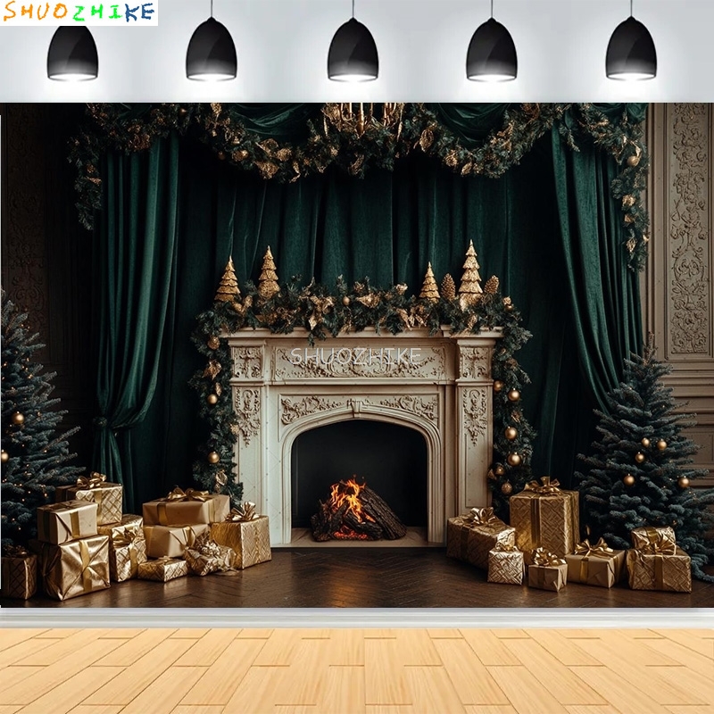 Photography Backdrop Muslin - Christmas Day Wreath Family New Year
