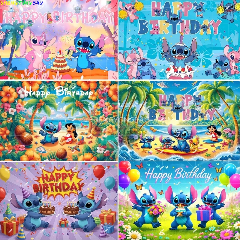 Photography Backdrop Muslin - Disney Lilo And Stitch Theme Background
