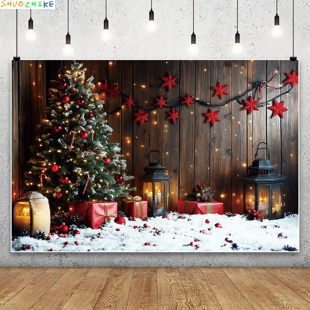 Christmas Day Wreath Family Ne - Photography Backdrop Muslin reseña y precio