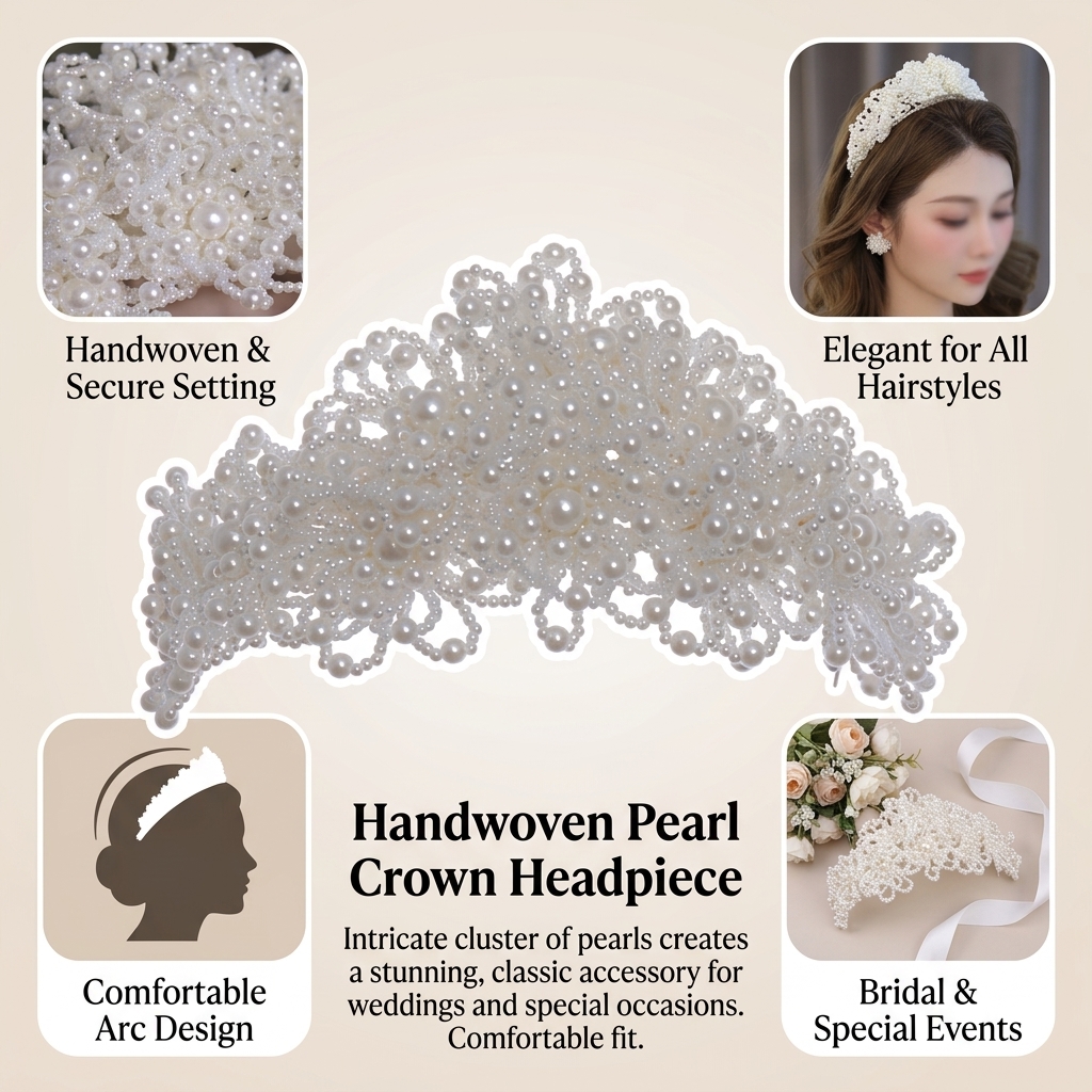 Pearl Crown Headpiece For Wedd - Photography Is reseña y precio