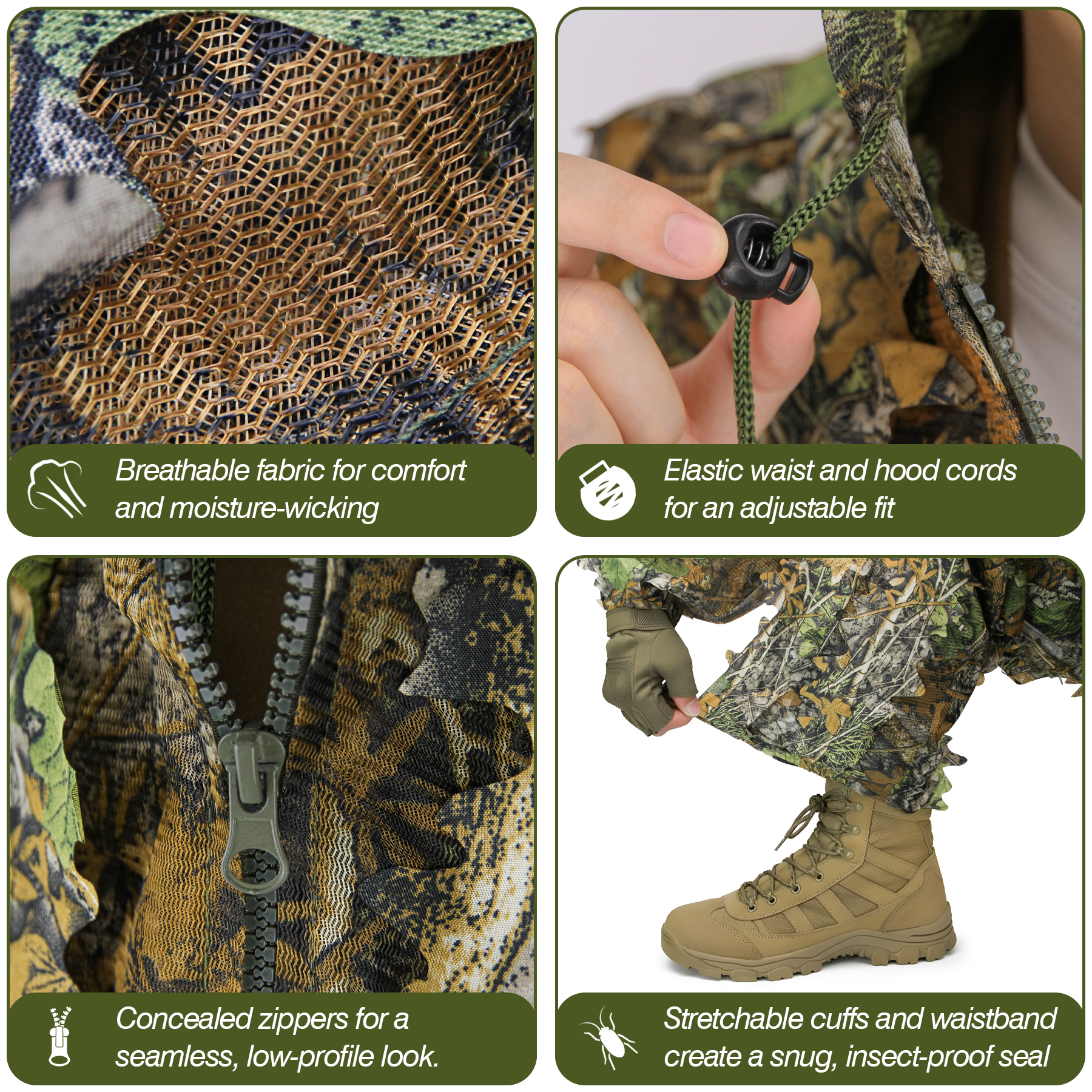 3D Camo Leaf Ghillie Suit Brea - Photography Training reseña y precio