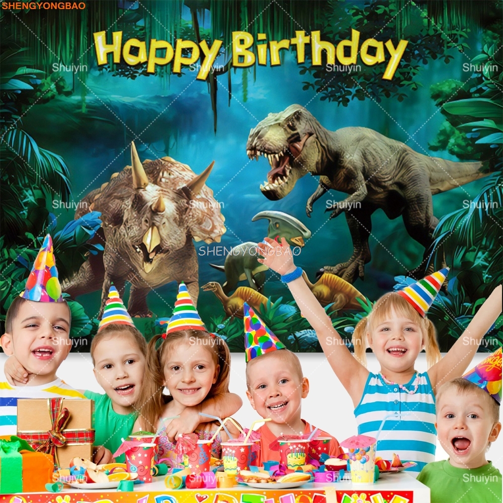 Tropical Jungle Dinosaur Birth - Photography Backdrop Muslin reseña y precio