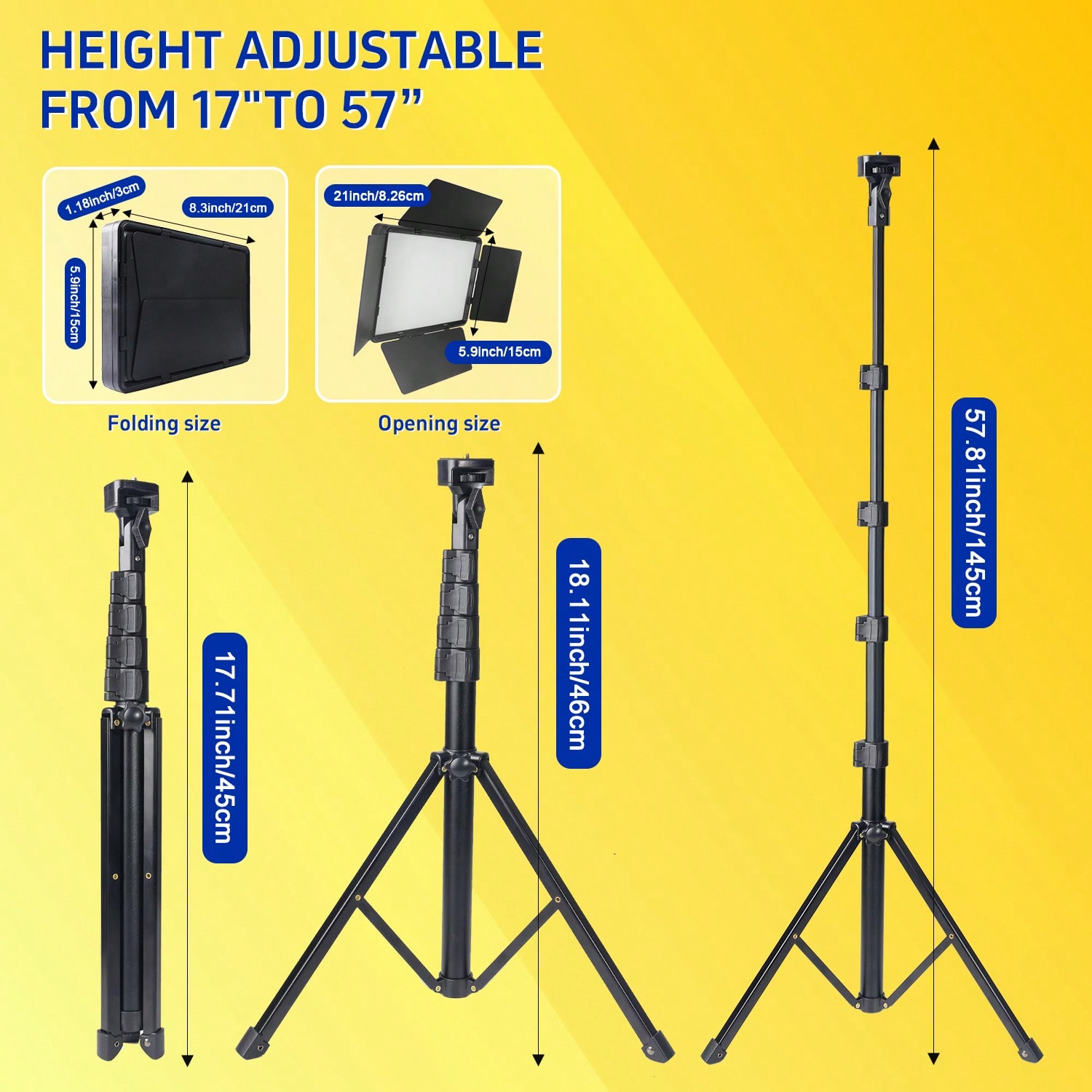 145cm Adjustable Tripod LED Sq - Photography Is reseña y precio